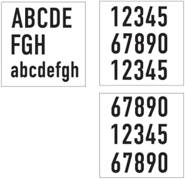 Three small boxes display alphabetical and numerical characters in various formats: uppercase letters, lowercase letters, and numbers.