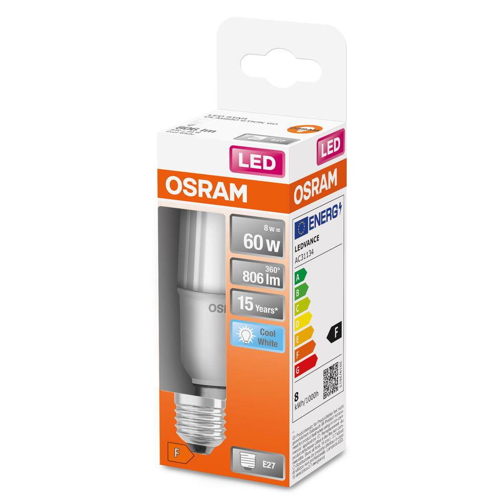 OSRAM 4058075428508 LED (monochrome) EEC F (A - G) E-27 Bulb shape 8 W = 60 W Cool white (Ø x 40.4 mm x 114 mm 1 pc( | Conrad.com