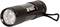 A small, black LED torch with a matching storage loop, suitable for outdoor activities and emergencies.