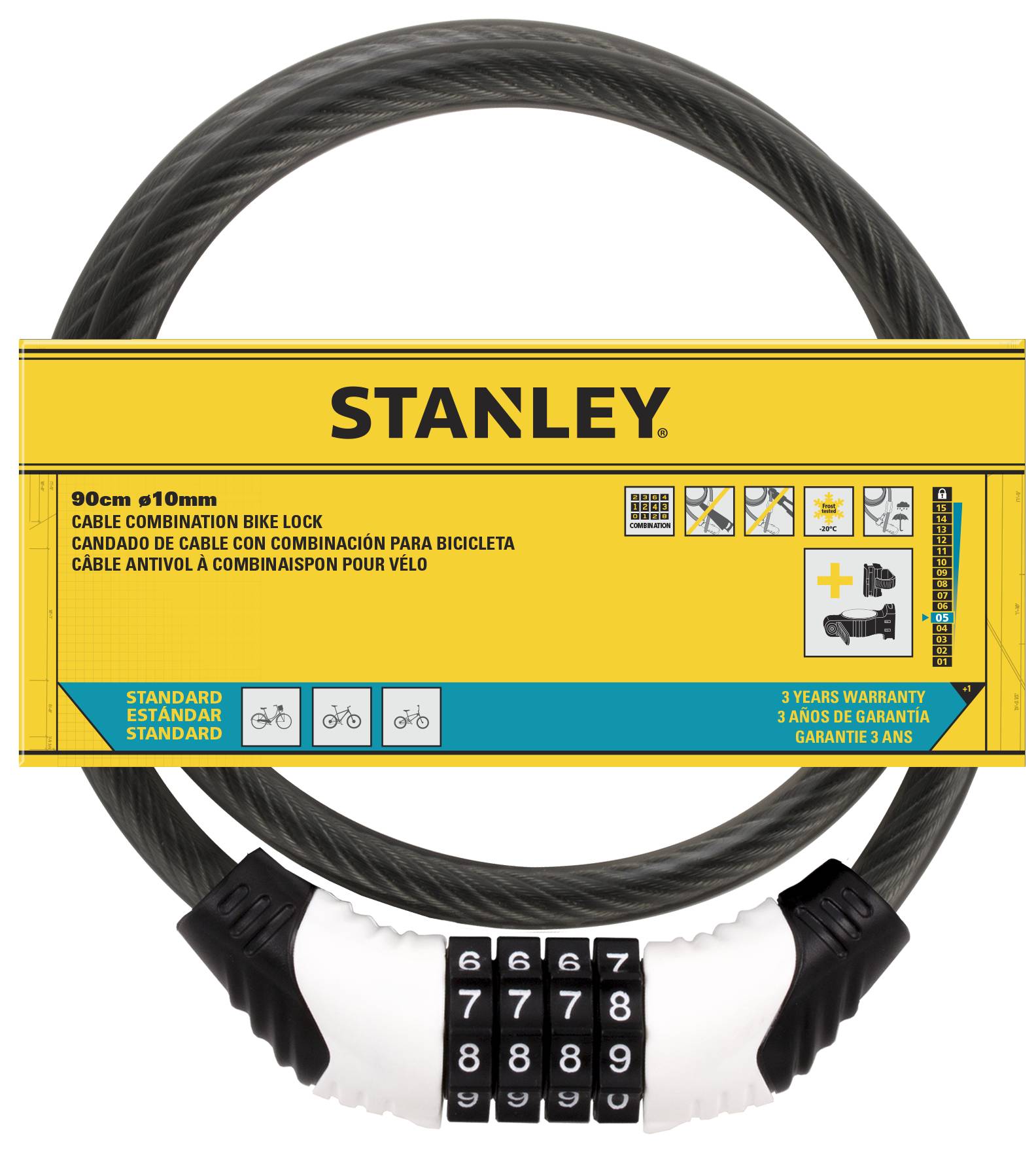 STANLEY S755-204 Steel cable lock Combination lock-4