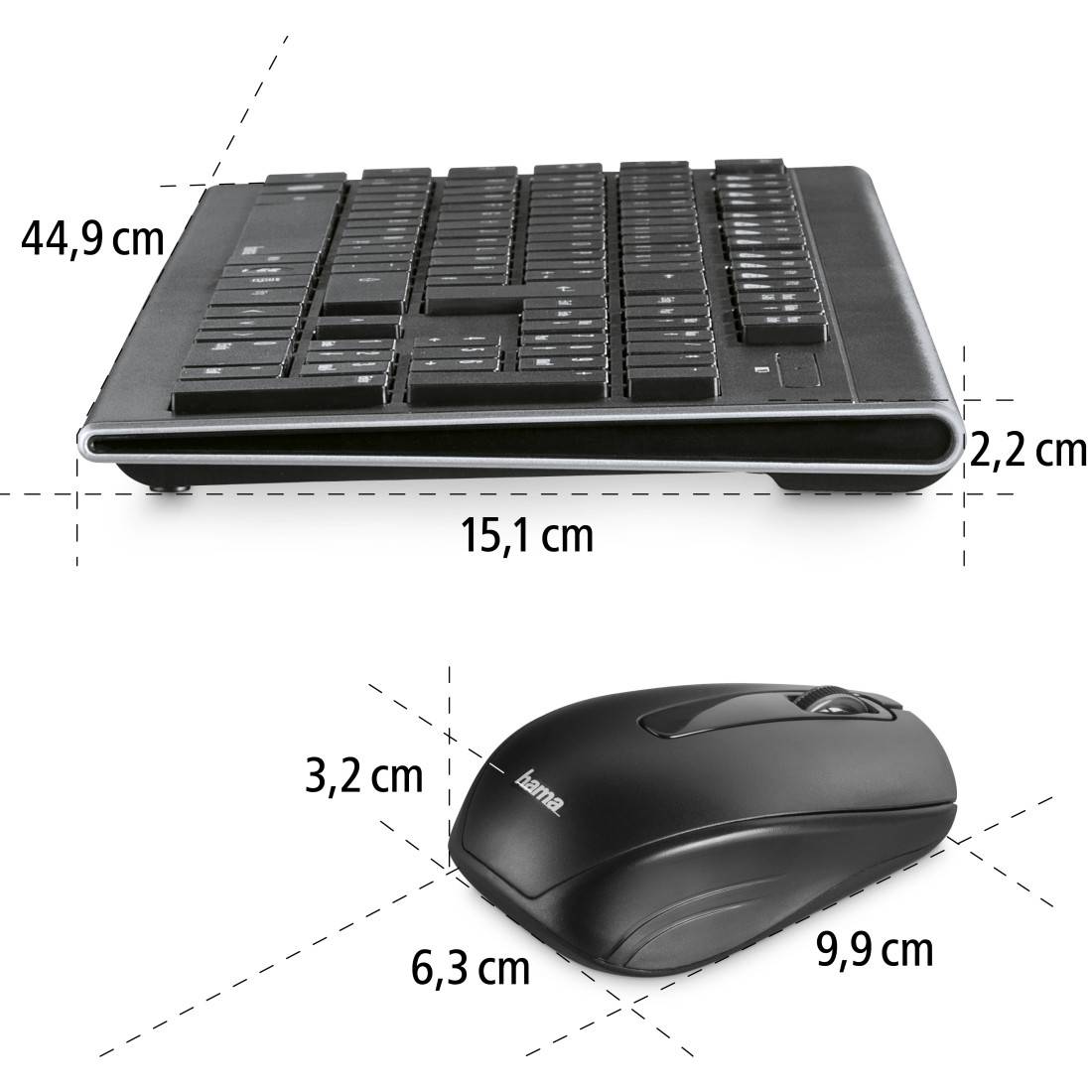 Hama Cortino Radio Keyboard and mouse set Multimedia buttons German, QWERTZ Black-4
