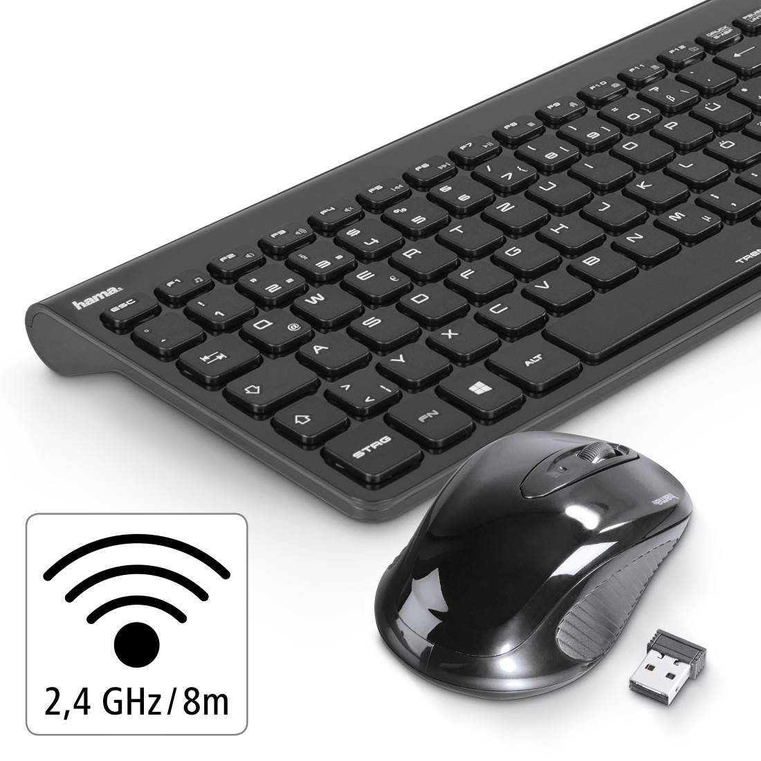 Hama Trento Radio Keyboard and mouse set German, QWERTZ Black-4