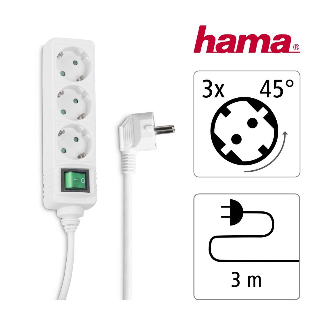 Hama 00121905 Power strip (+ switch) 3x White PG connector 1 pc(s)-2