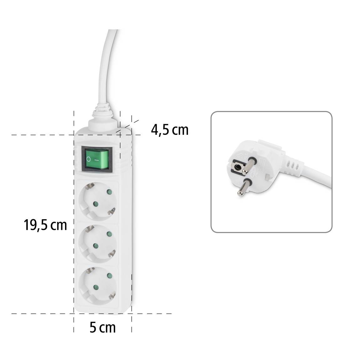 Hama 00121905 Power strip (+ switch) 3x White PG connector 1 pc(s)-3