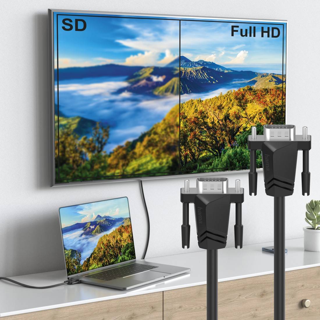 Hama VGA Cable VGA 15-pin plug, VGA 15-pin plug 3.00 m Black 00200708 VGA cable-3