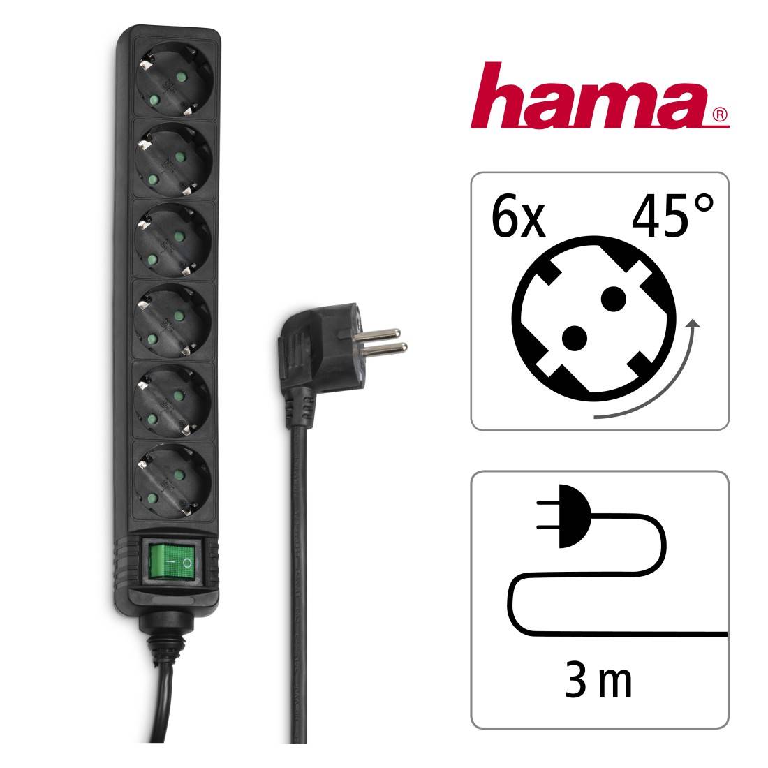 Hama 00121916 Power strip (+ switch) 6x Black PG connector 1 pc(s)-2