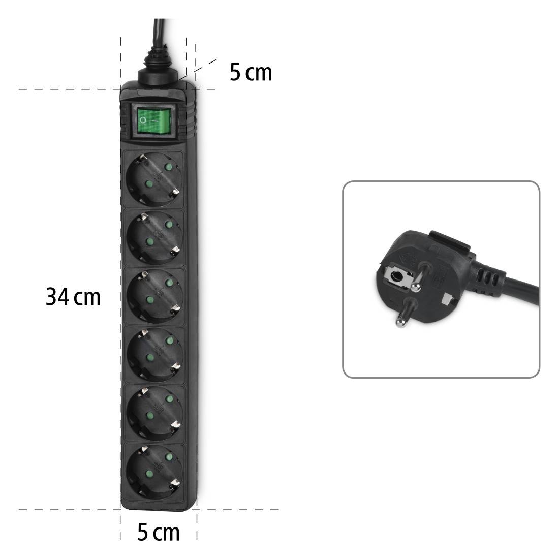 Hama 00121916 Power strip (+ switch) 6x Black PG connector 1 pc(s)-3