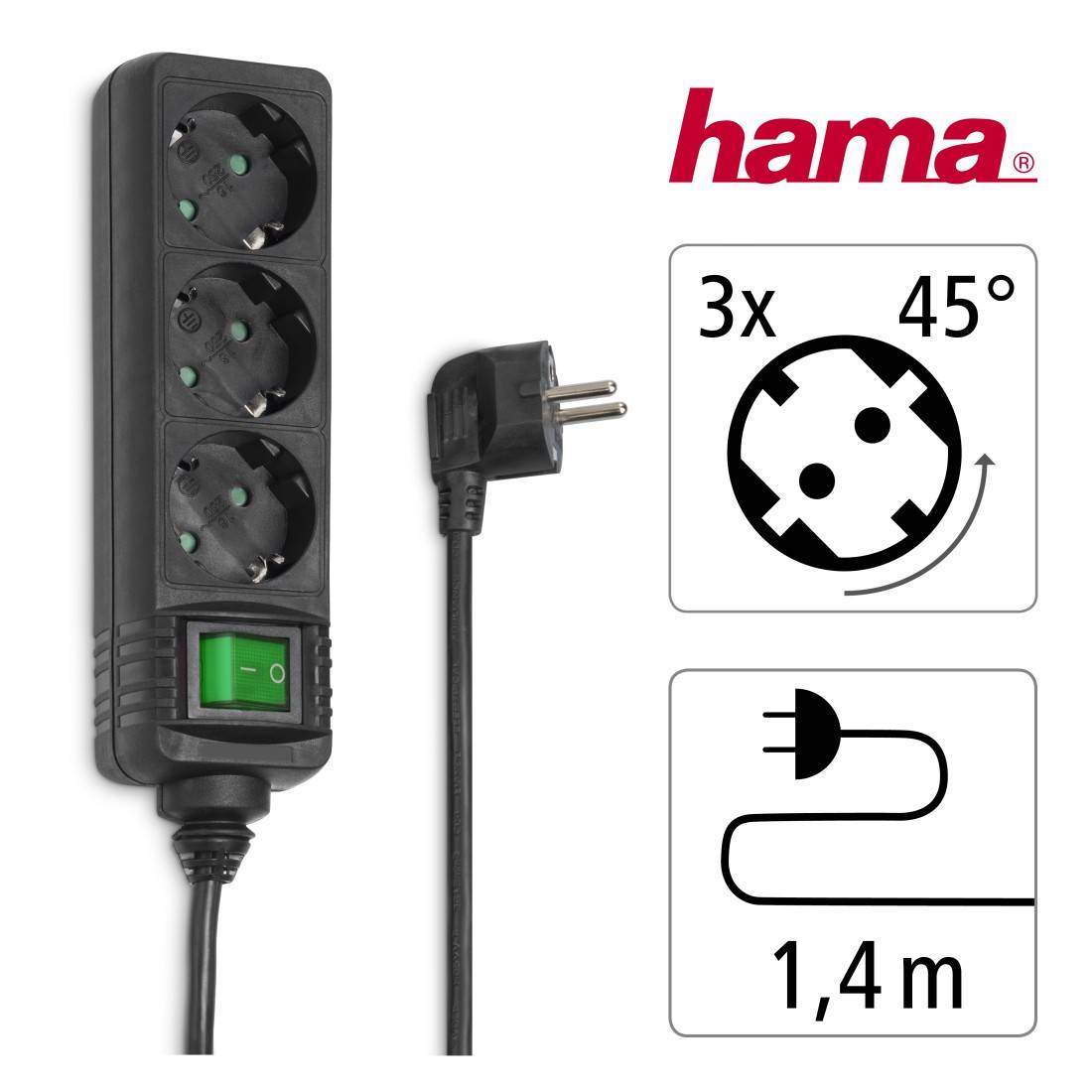 Hama 00121912 Power strip (+ switch) 3x Black PG connector 1 pc(s)-2