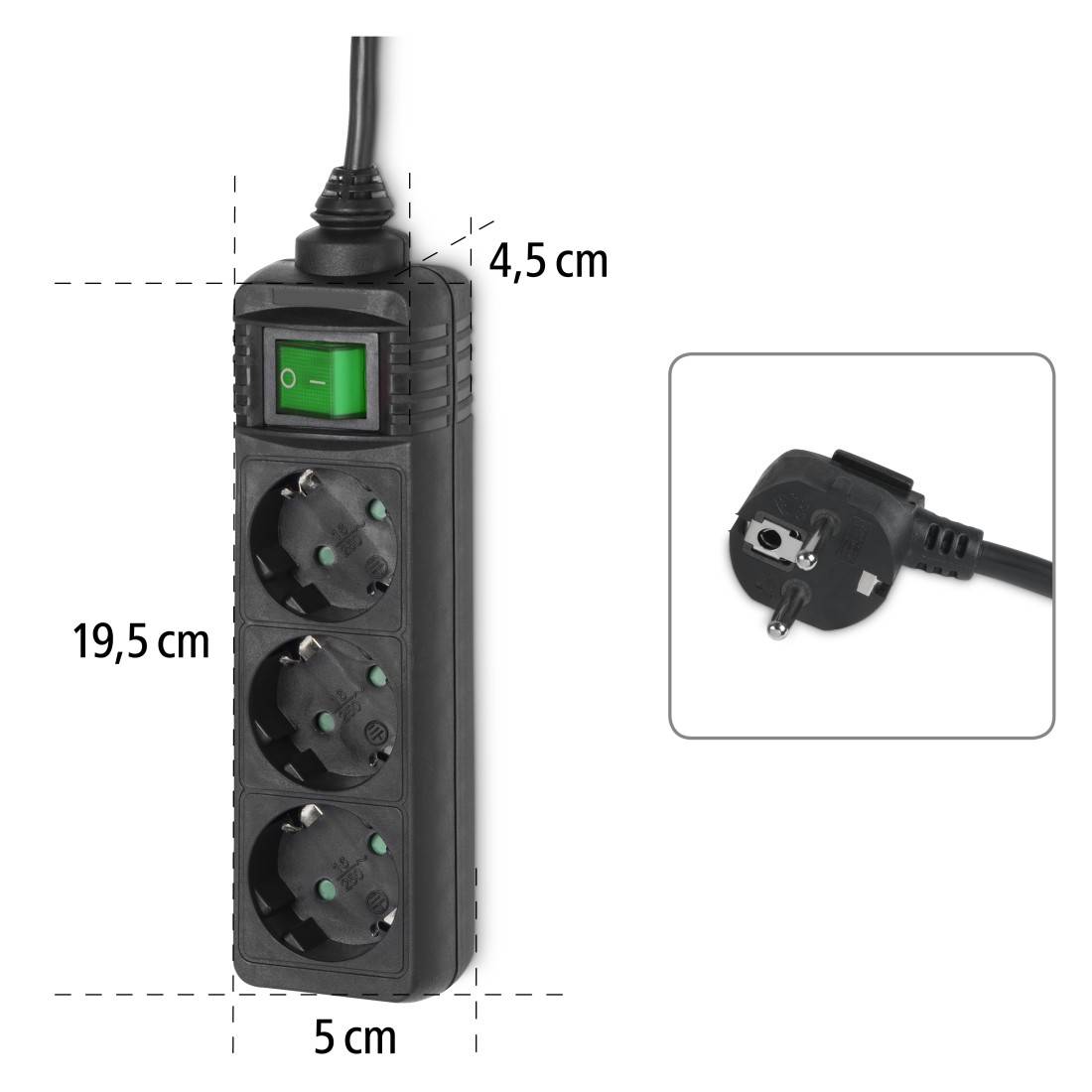 Hama 00121912 Power strip (+ switch) 3x Black PG connector 1 pc(s)-3