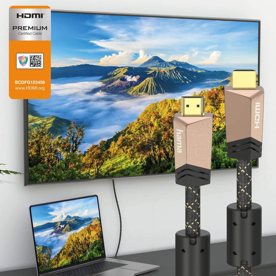 Hama HDMI Cable HDMI-A plug, HDMI-A plug 0.75 m Brown 00205024 4K UHD HDMI cable-4