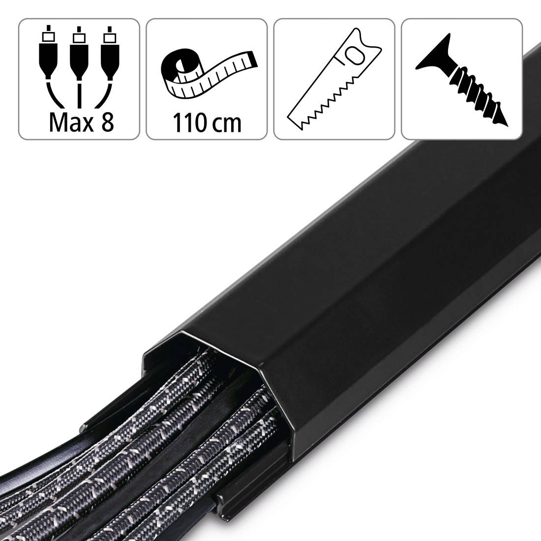 Hama Trunking Aluminium Black Rigid (L x W x H) 1100 x 50 x 26 mm 1 pc(s) 00020645-2