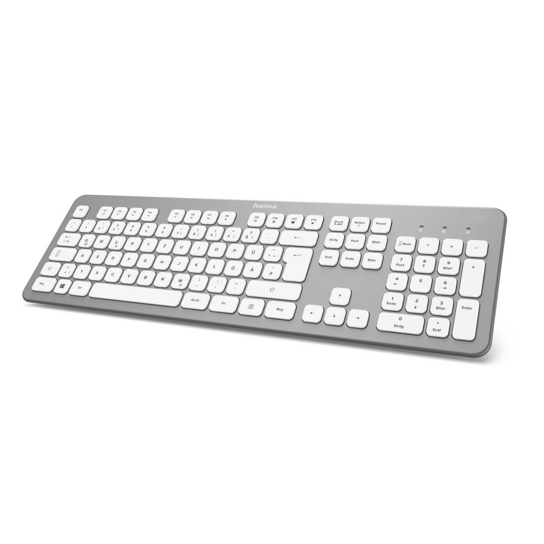 Hama KW-700 Wireless, Radio Keyboard German, QWERTZ Silver/white-1