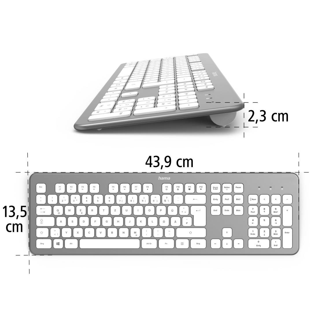 Hama KW-700 Wireless, Radio Keyboard German, QWERTZ Silver/white-4