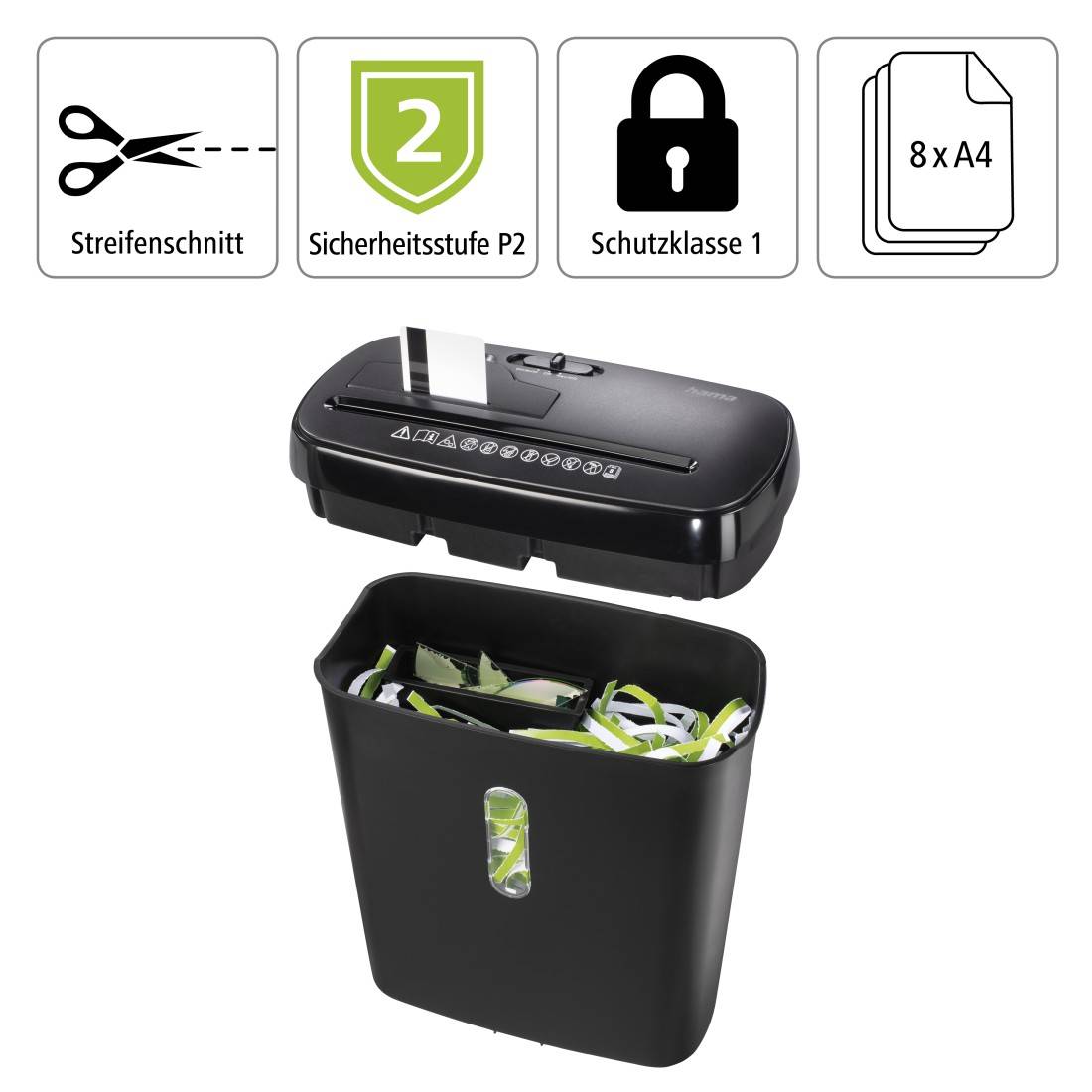Hama Document shredder 9 sheet Ribbon cut 6 mm P-1 11 l Also shreds CDs, DVDs-1