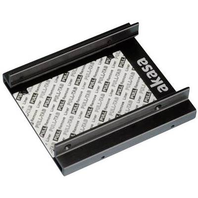 A black hard drive bracket by Akasa, fitted with foam tape.