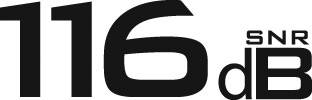 '116 dB SNR' in large black letters on a white background.