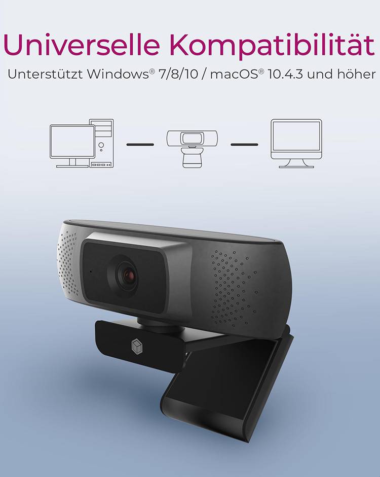 ICY BOX IB-CAM301-HD, FHD Webcam, 1080P, Autofokus, wide view angle, eingebautes Mikro Full HD webcam 1920 x 1080 Pixel -1