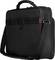 A black laptop bag with shoulder strap and carrying handle, suitable for transporting laptops and accessories.