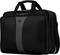 Black laptop bag with carry handle and shoulder strap, multiple compartments, suitable for business travel or office use.