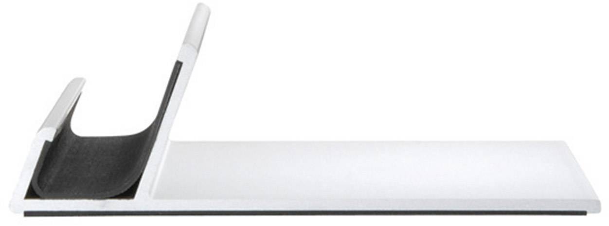 Metal L-shaped profile with a rectangular section. It displays a cross-sectional design that may be relevant for construction purposes.