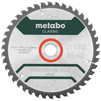 Metabo Precision cut Wood - Classic 165X20 Z42 WZ 5° 628026000 Carbide metal circular saw blade 165 x 20 x 1.2 mm Number