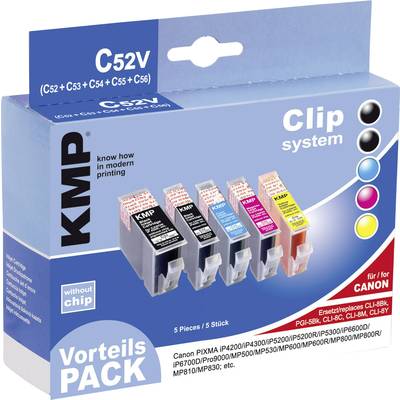 KMP Ink replaced Canon PGI-5, CLI-8 Compatible Set Black, Cyan, Magenta, Yellow C52V 1503,0205