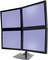 Four screens stacked two-by-two, collectively forming a large display. All screens are showing a uniform blue colour.