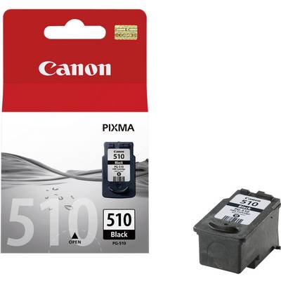 Canon PIXMA Ink Cartridge PG-510 in Black, packaging on the left, cartridge on the right. Suitable for specific Canon printer models.