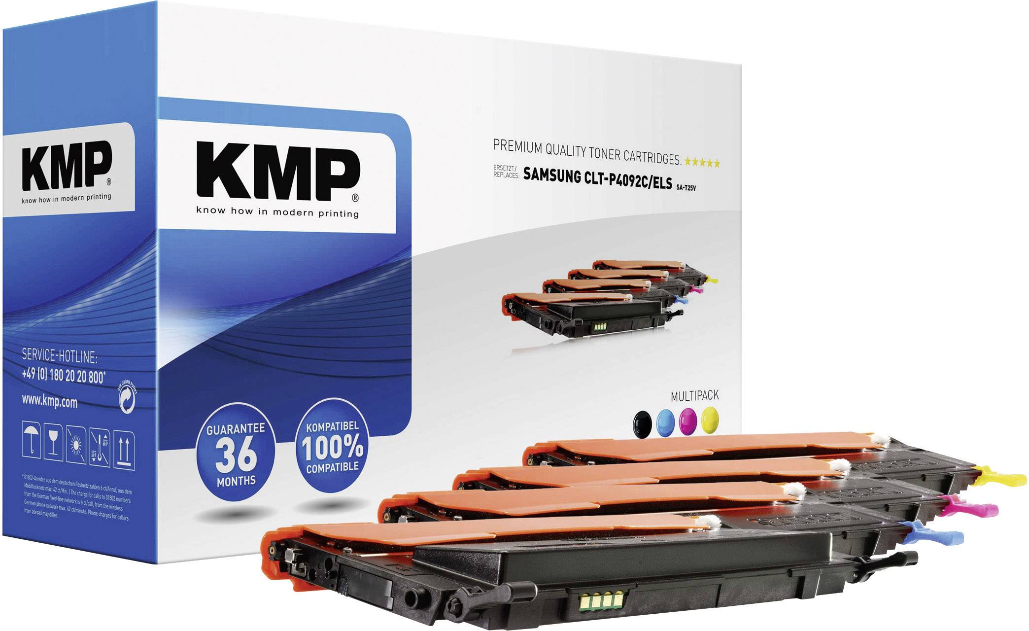 KMP Toner cartridge combo pack replaced Samsung CLT-P4092C, CLT-K4092S, CLT-C4092S, CLT-M4092S, CLT-Y4092S Compatible Black, Cyan, Magenta, Yellow 1500 Sides
