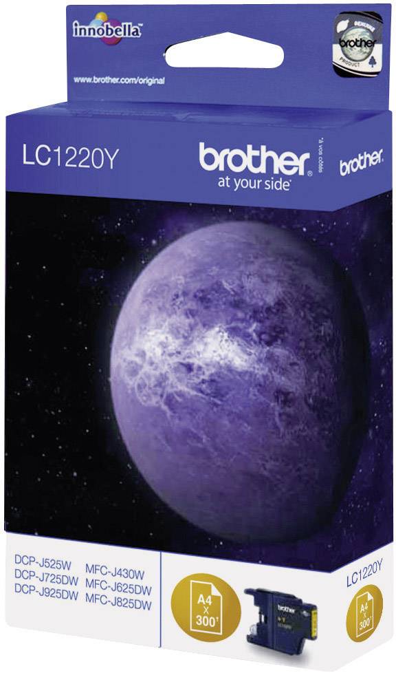 Patron Brother LC1220Y in original packaging, suitable for various printer models, featuring a planetary image on the packaging.