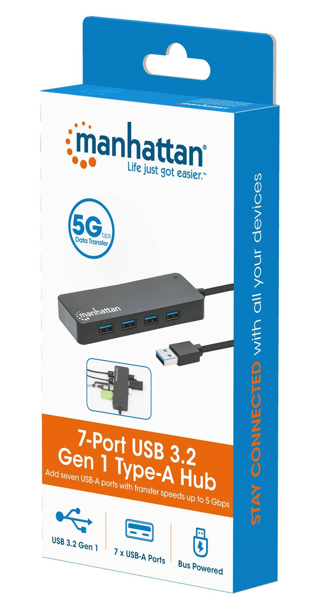 Manhattan 168403 USB hub USB A (USB 3.2 1st gen) Black 168403-6