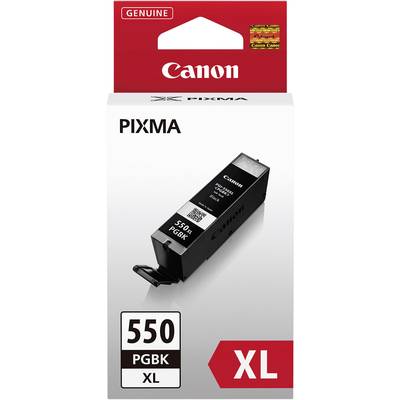Canon PIXMA Ink Cartridge 550 PGBK XL, black cartridge, suitable for PIXMA printers, high capacity, packaged in red and white.