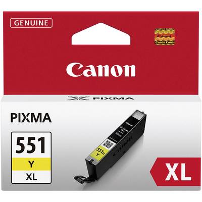 The packaging displays an original Canon Pixma 551XL printer cartridge in Yellow. The yellow cartridge is pictured in the foreground.
