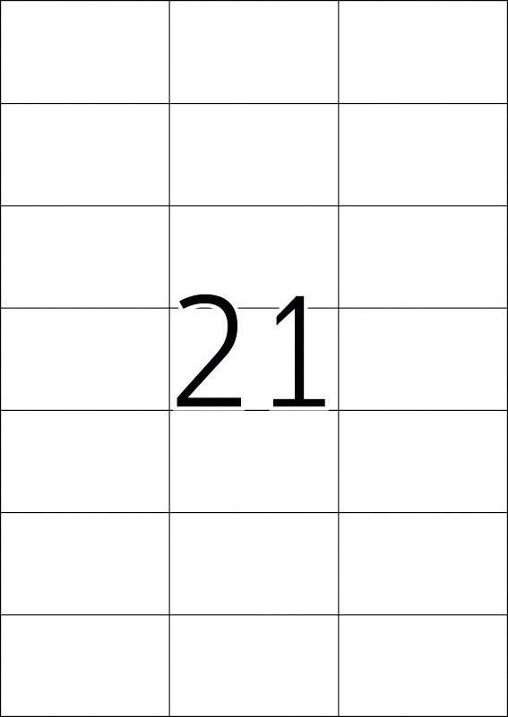 Number '21' centred on a white background divided into rectangles.