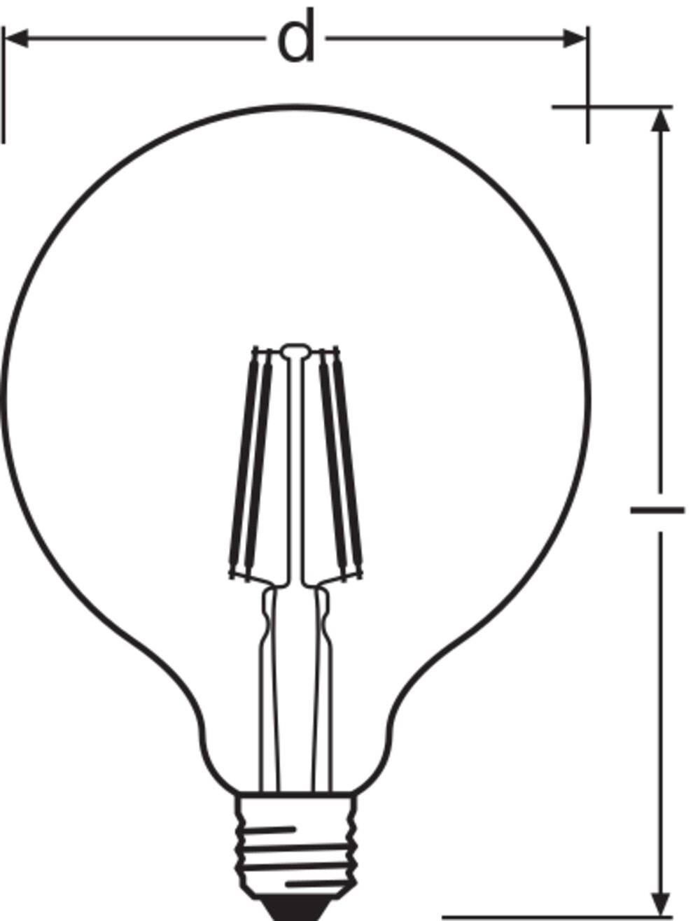 OSRAM 4058075809406 LED (monochrome) EEC E (A - G) E-27 Globe shape 6.5 W = 55 W Warm white (Ø x L) 125 mm x 168 mm 1 pc-2