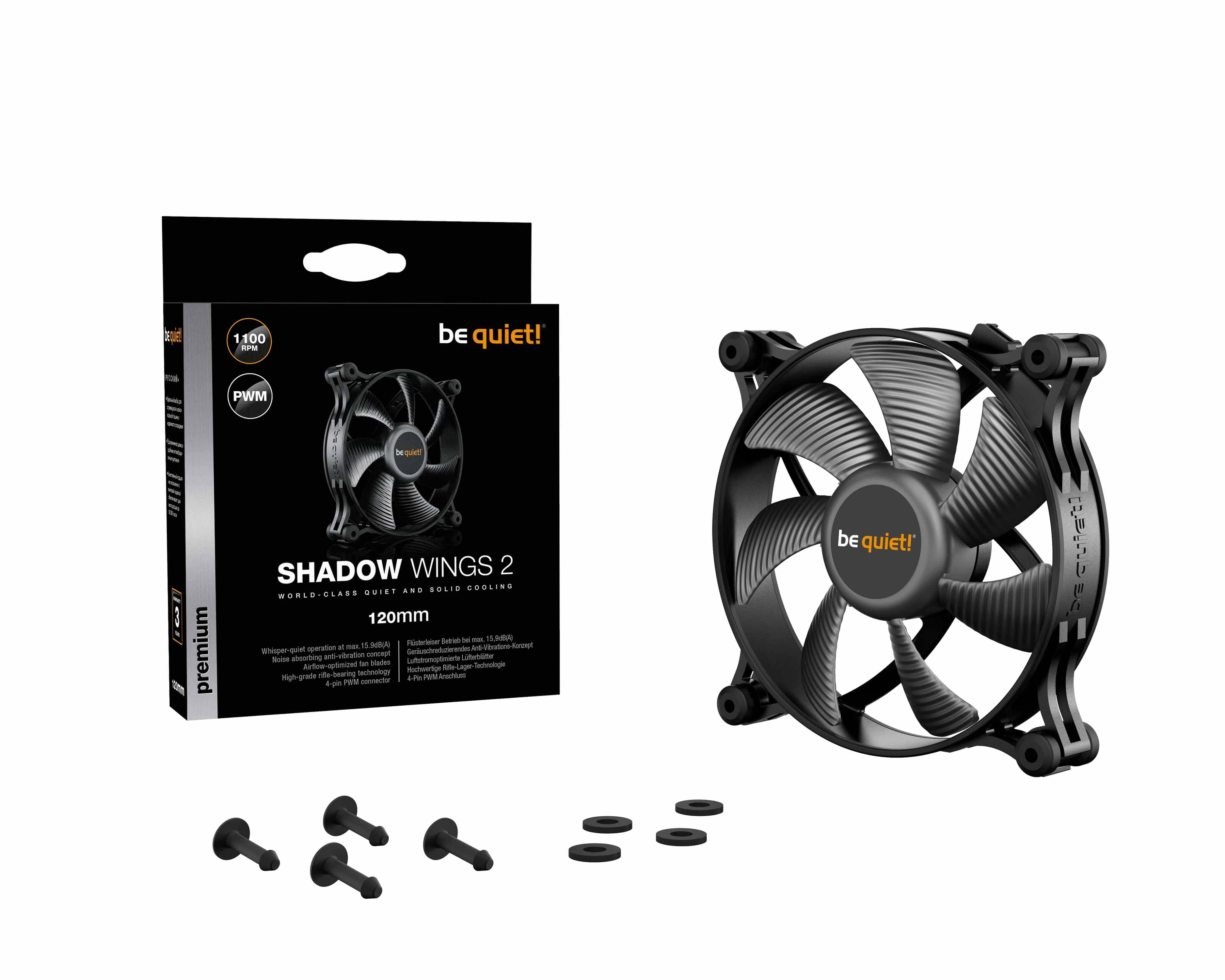 Symbol image for BeQuiet Shadow Wings 2 PC fan Black (W x H x D) 120 x 120 x 25 mm