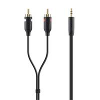 Belkin F3Y116bt2M RCA / Jack Audio/phono Cable [2x RCA plug (phono) - 1x Jack plug 3.5 mm] 2.00 m Black gold plated conn-2