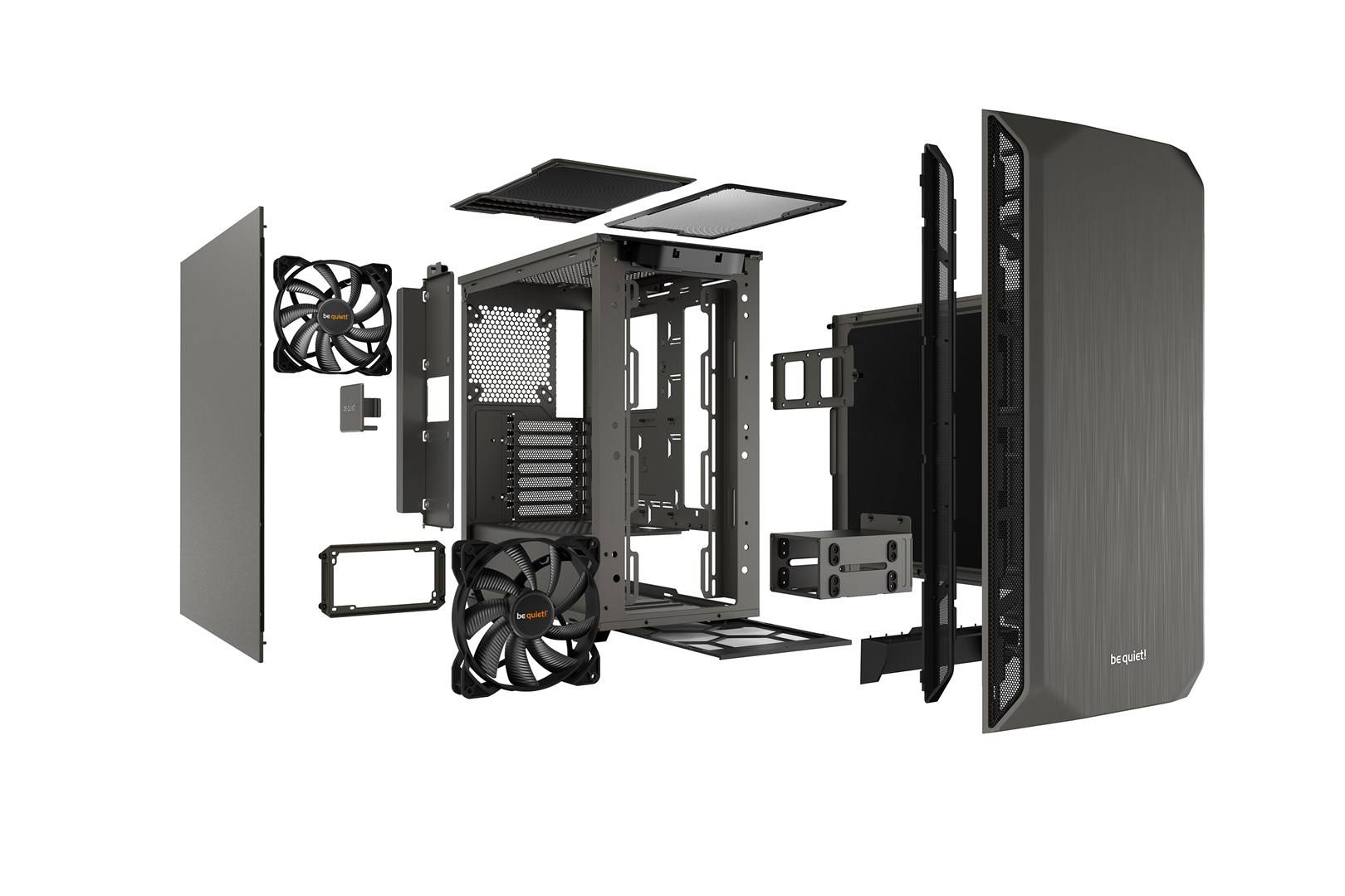 BeQuiet Pure Base 500 Midi tower PC casing, Game console casing Metallic, Grey 2 built-in fans, Dust filter, Insulated-9