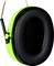 Green and black ear defenders with padded ear cups and an adjustable metal headband, ideal for high-noise environments.