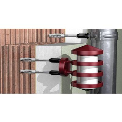 Illustration of a ventilation system routed through a house wall, featuring rotating, circular ventilation elements and two pipes.