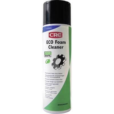 Spray can with the label 'CRC ECO Foam Cleaner', marked as biodegradable and food-safe.