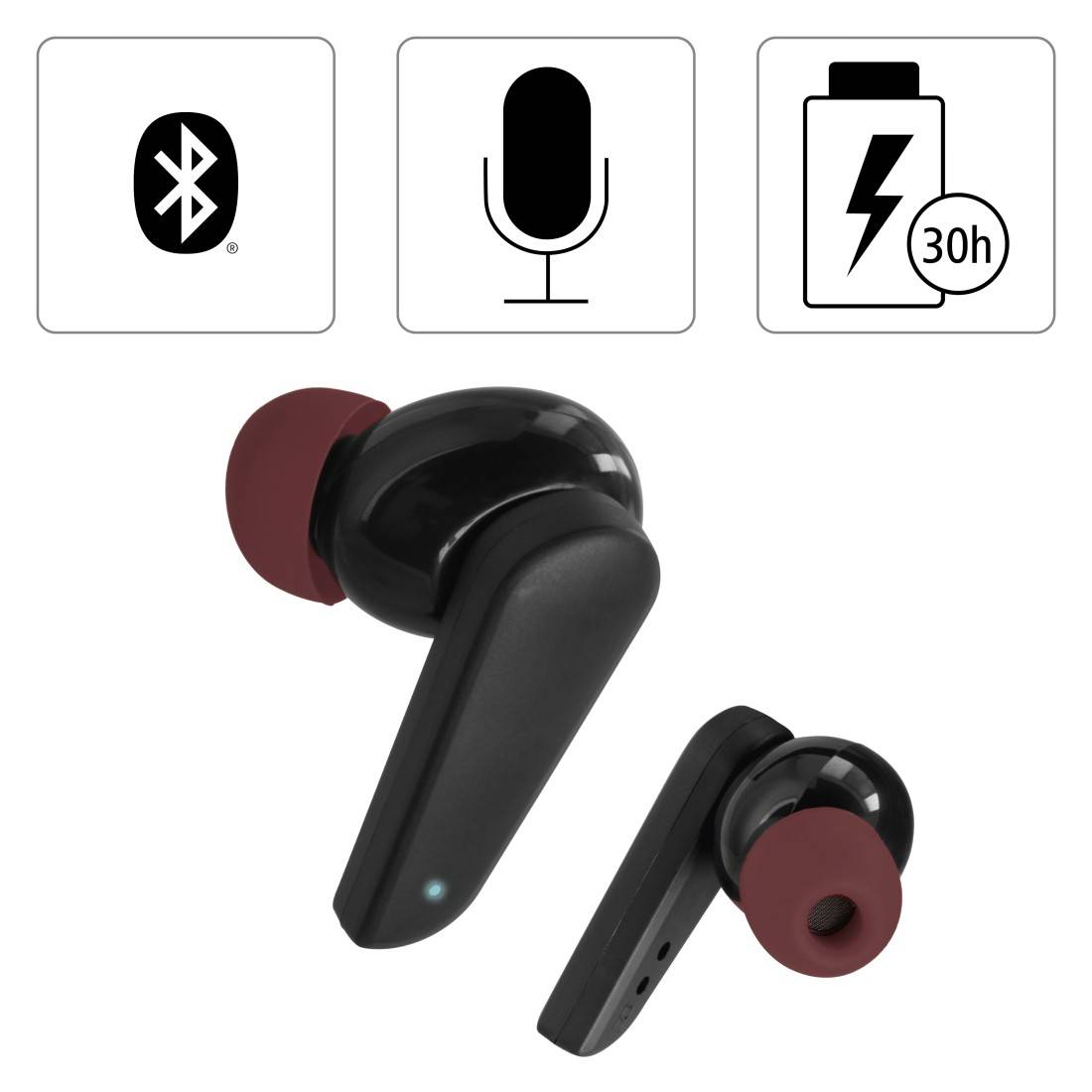 Hama In-ear headset Bluetooth® (1075101) Stereo Black Battery indicator, Headset, Charging case, Touch control Hi-Fi-1