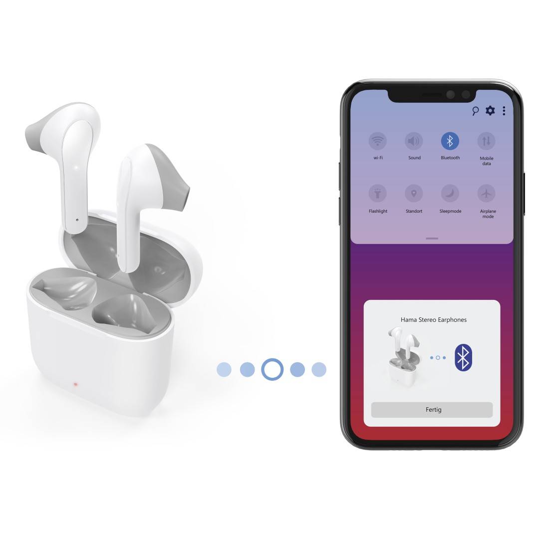 Hama In-ear headphones Bluetooth® (1075101) Stereo White Headset, Touch control Phone-3