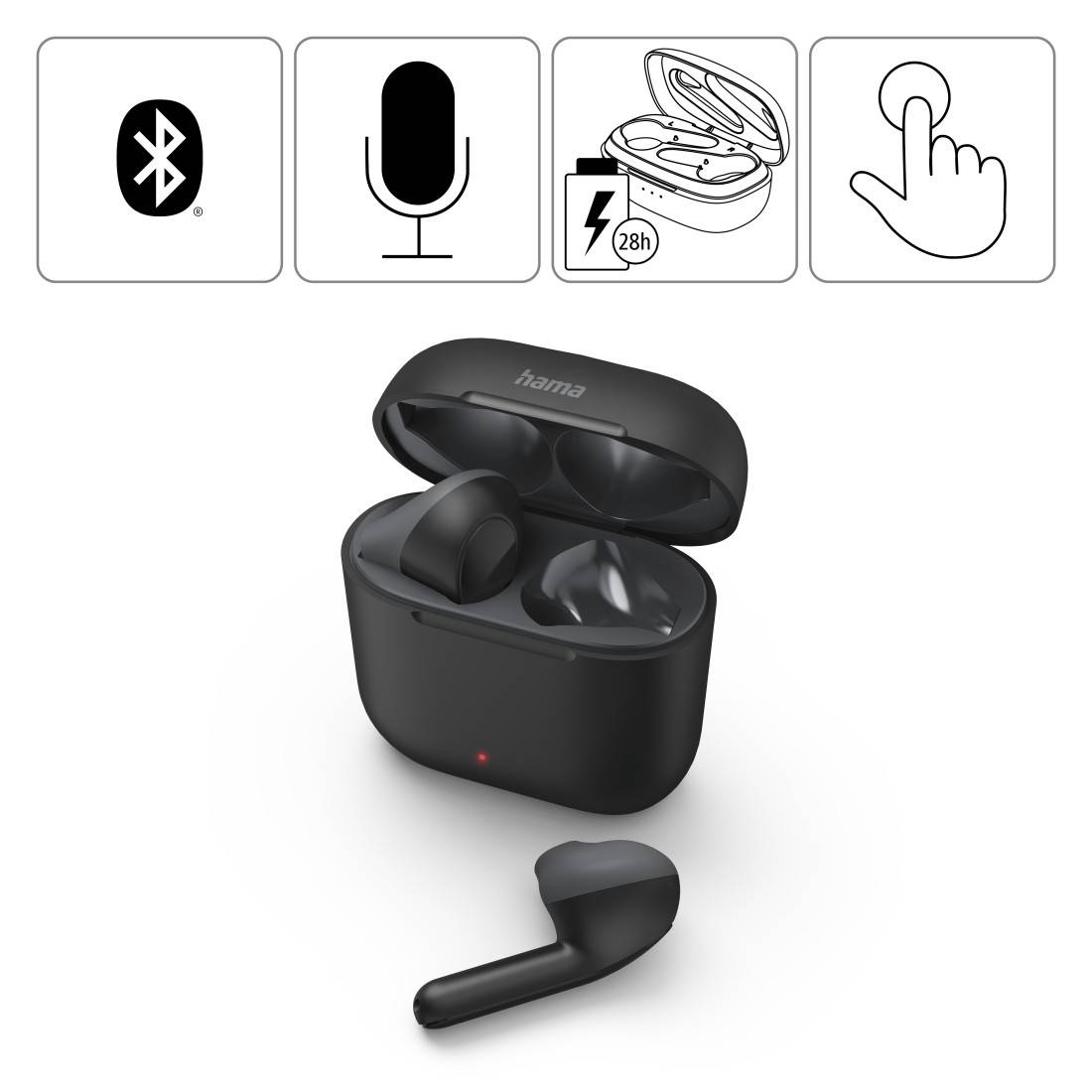 Hama In-ear headphones Bluetooth® (1075101) Black Headset, Touch control-2