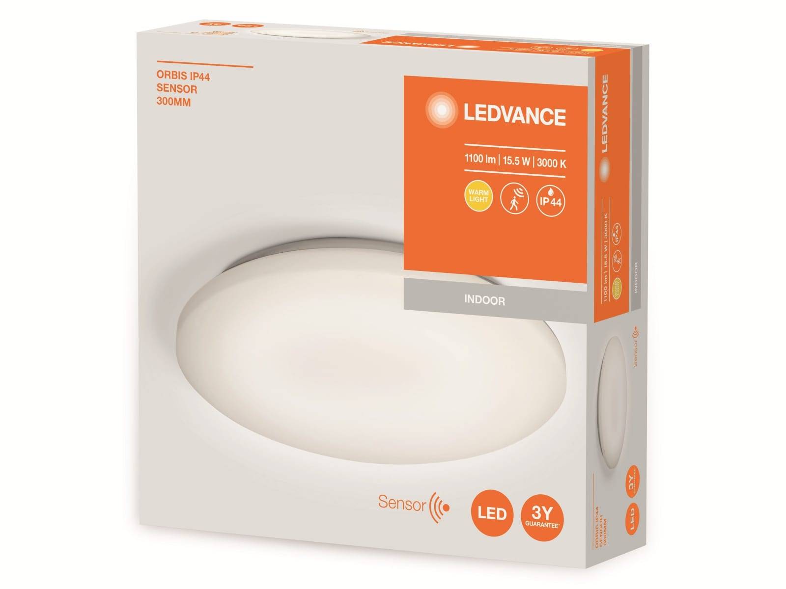 Symbol image for LEDVANCE Orbis IP44 4058075651814 LED bathroom ceiling light (+ motion detector) 15.5 W Warm white