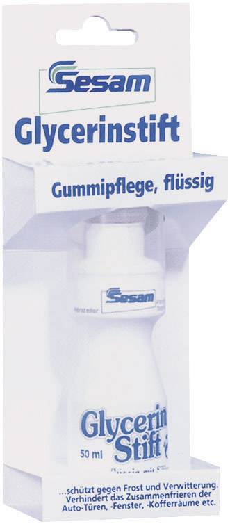 Packaging for a glycerine stick by the 'Sesam' brand for treating rubber components, protects against frost and prevents weathering.