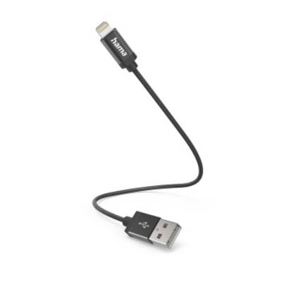 Hama USB charging cable USB 2.0 Apple Lightning plug, USB-A plug 0.20 m Black  00201578