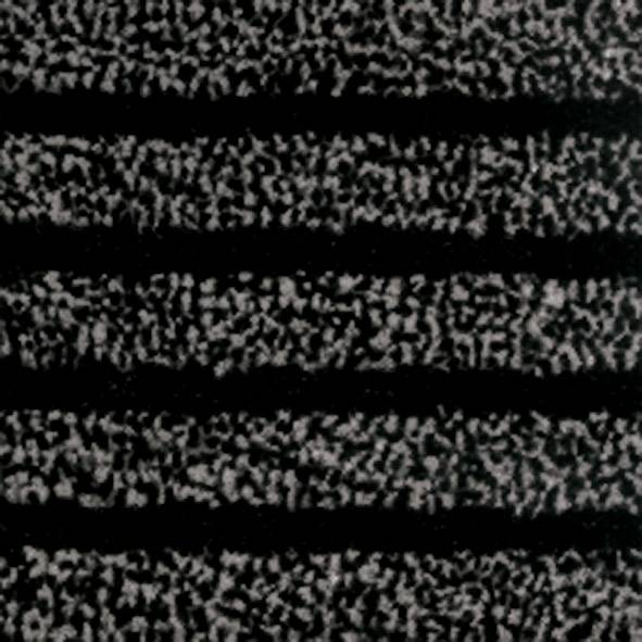 Close-up of a structure with black and white horizontal stripes, reminiscent of a television test card or static screen.