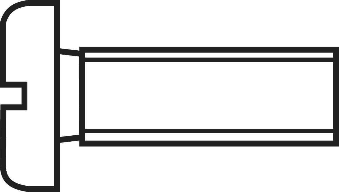 Drawing of a countersunk bolt with a flat head and long threaded shaft.