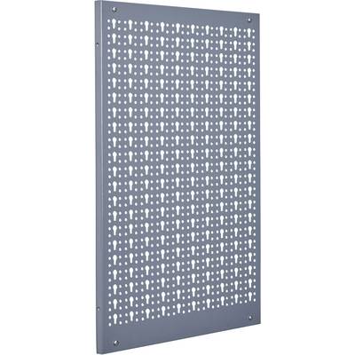 Industrial metal wall panel with a regular perforated pattern, suitable for securely mounting tools or accessories.